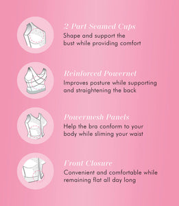 FULLY® Front Close Wirefree Longline Posture Bra with Lace - Brjóstahaldari